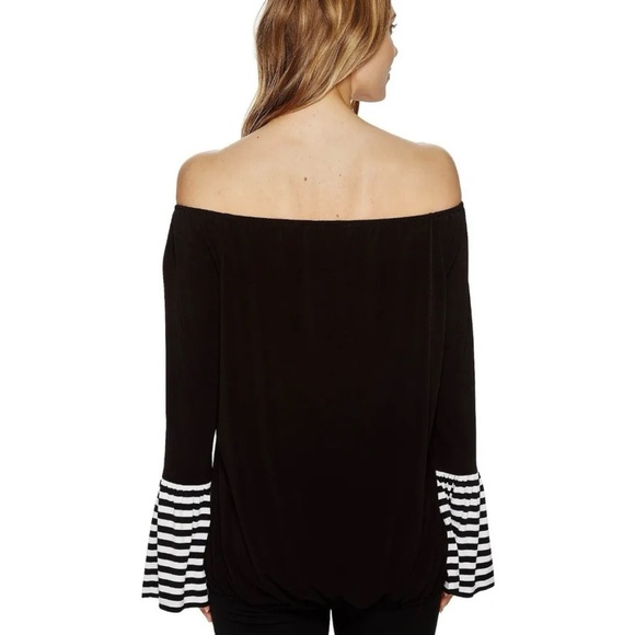 Michael Kors Tops | Michael
Kors Striped Bell Sleeve Black... - Picture 3 of 5
